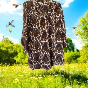 Wishful Park Tunic Women's Large Multicolor Paisley Sheer Light Good Condition